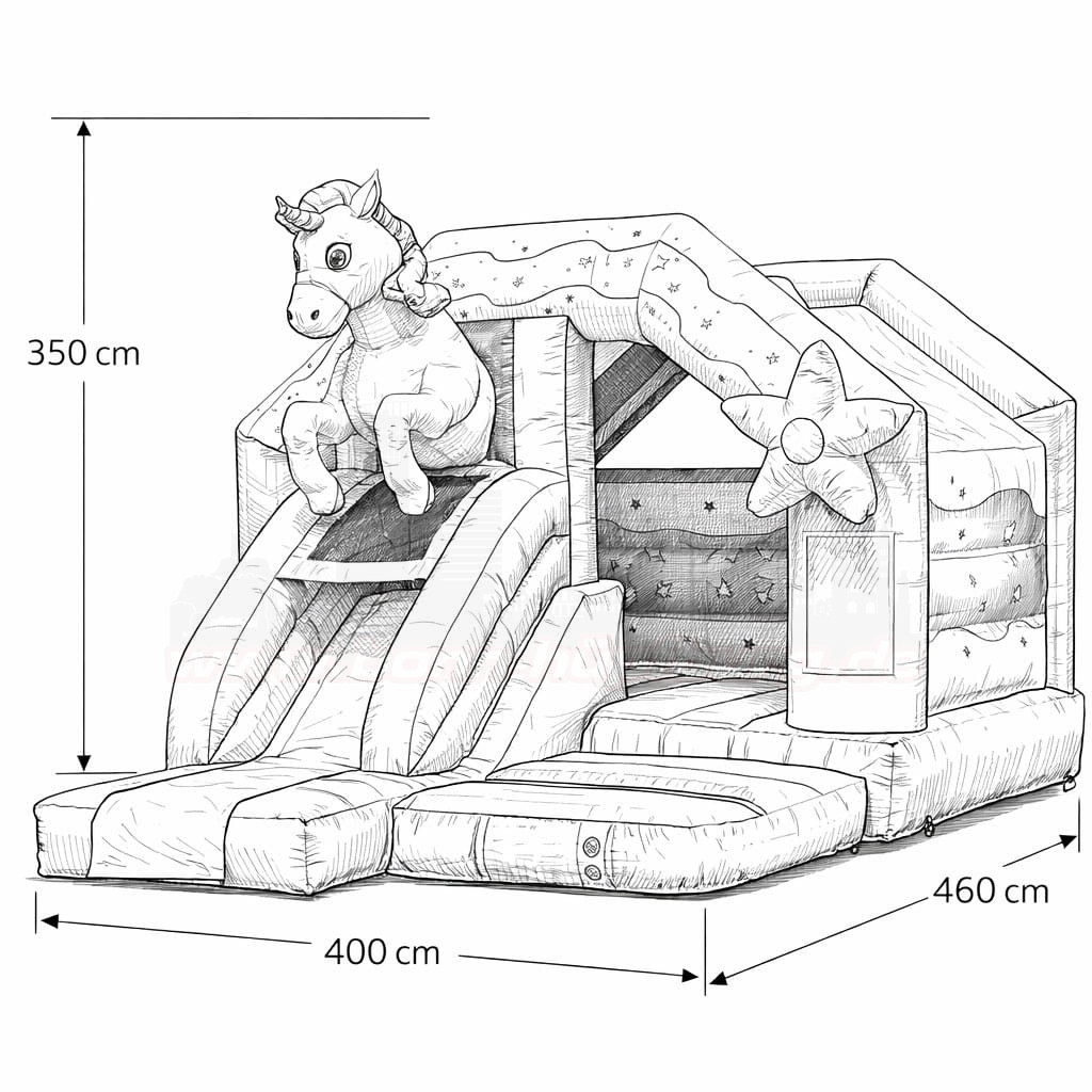 Hüpfburg JB Slide Combo Einhorn 01