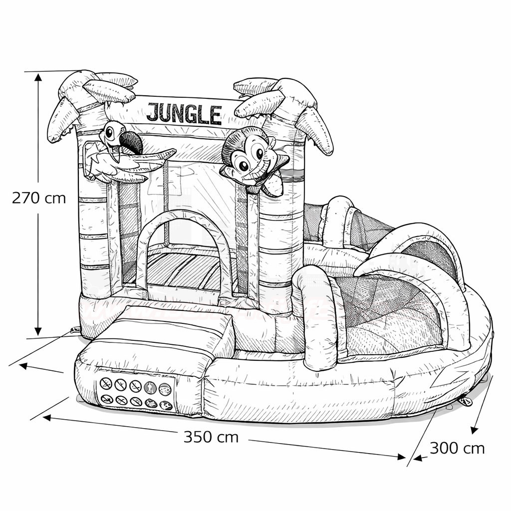 Hüpfburg Mini Multifun Dschungel mit Rutsche – Bild 2