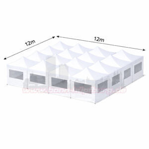 12x12m Faltzelt mit Seitenteilen
