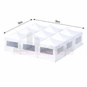 9x9m Faltzelt mit Seitenteile