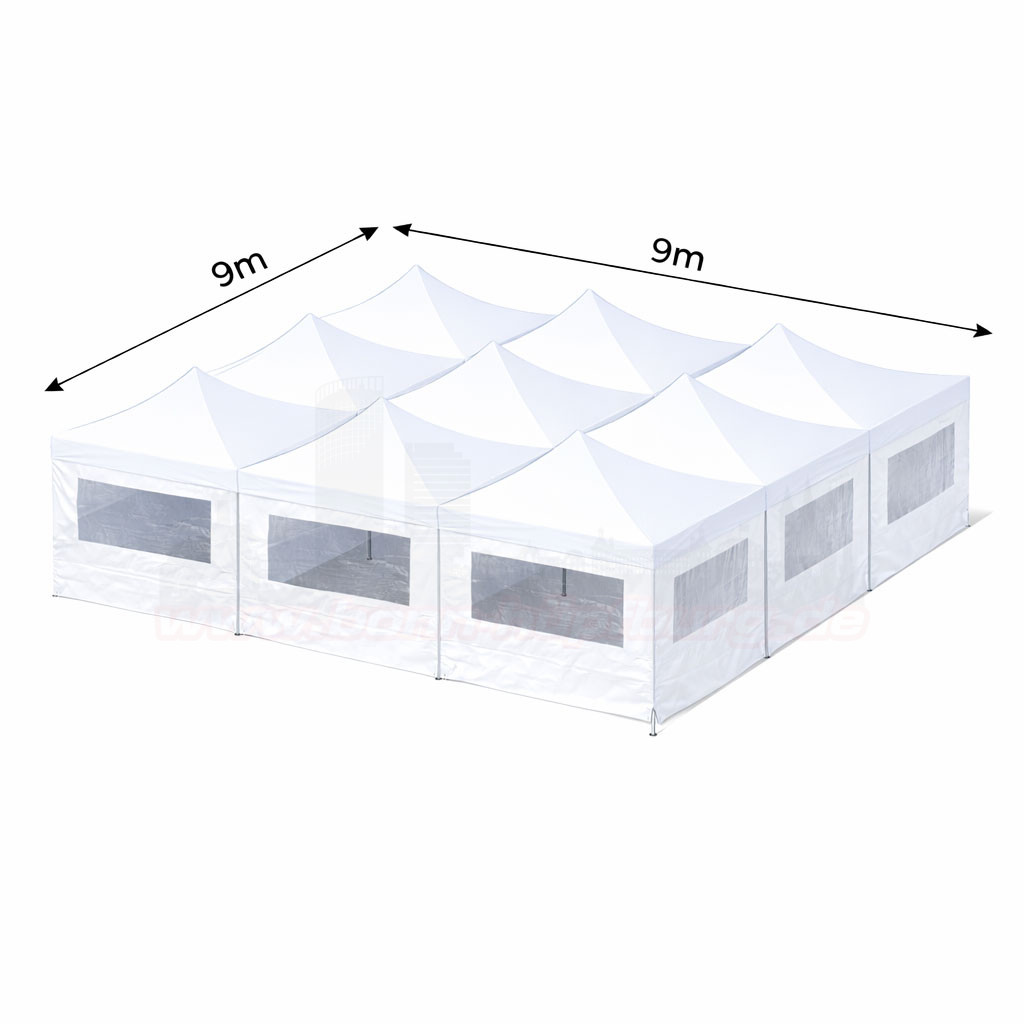 9x9m Faltzelt mit Seitenteile